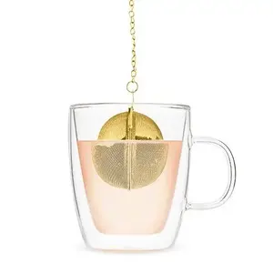 Elegant Stainless Steel Tea Ball Infuser Tea Filter with extra Fine Mesh Steep Loose Leaf Tea, Herbal, Spices Seasonings