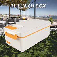 RAYHOME Kotak Makan Elektrik Portabel 1L Bahan Stainless Steel dengan Layar LED Digital, Daya USB Isi Ulang, Pemanas Otomatis untuk Perjalanan