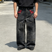 Jeans en denim selvedge brut en gros, style streetwear japonais, pantalons de charpentier à double genouillère, jeans selvedge bootcut évasés pour hommes