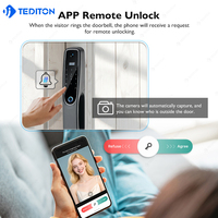 Tediton Tuya APP Caméra de sécurité automatique Serrure de porte intelligente biométrique à empreinte digitale avec wifi
