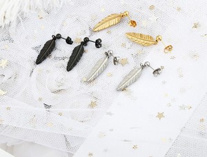 Orecchini alla moda per ragazzi orecchini a bottone con piume d'oro orecchini in acciaio inossidabile con bottone <span class=keywords><strong>100</strong></span> paia - Product Image 3