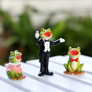 Juego de Figuras de Ranas Cantantes de Resina Pintadas a Mano, Listas <span class=keywords><strong>para</strong></span> Enviar - Lindas Figuras de Ranas con Traje Formal <span class=keywords><strong>para</strong></span> Escritorio y Jardín de Hadas - Product Image 6