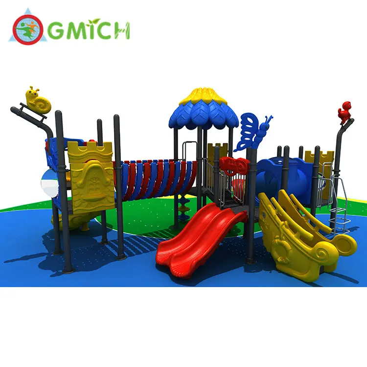 Cheap price playground kids outdoor games plastic double slides JMQ-006162