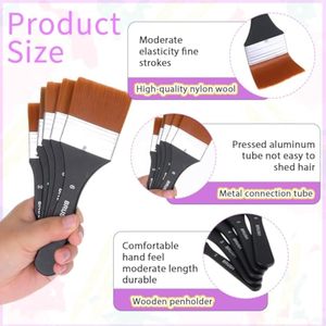 5Pcs Large Plat Acrylique Pinceaux <span class=keywords><strong>Vernis</strong></span> Brosse <span class=keywords><strong>pour</strong></span> Peinture Acrylique - Product Image 3