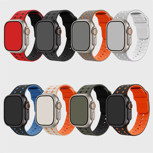 สายนาฬิกาซิลิโคนระบายอากาศได้ดี สายรัดข้อมือนุ่ม ปรับได้ สำหรับ Apple ultra 49 46 45 42 40 มม. ซีรีส์ Carved ใหม่ - Product Image 1