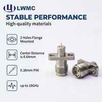 Receptáculo LWMC SMA Hembra de 2 Orificios con Montaje en Brida, Acero Inoxidable, Distancia entre Ejes Máxima de 1.30, 8. 64 mm 0. PIN de 38 mm hasta 18 GHz