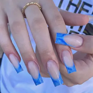 Wholesale Hot Sale High Quality 24 Pcs Manicure Blue Long Ballerina False Nails Artificial Nails Press On Fake Nails For Women