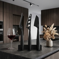 Ensemble de couteaux à fromage portables, durables et multifonctionnels en acier inoxydable, compatibles lave-vaisselle, écologiques, parfaits pour les fêtes en plein air et la cuisine.