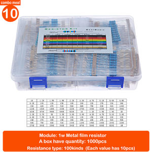 Lorida Encaixotado 1100 Peças 110 Tipos 0.5W Em-linha Resistores 1R-1M 1/2W Metal Film Resistor Kit - Product Image 6