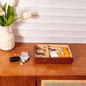 Prix usine En Cuir Valet <span class=keywords><strong>Plateau</strong></span> De Stockage Organisateur Pliable <span class=keywords><strong>Bureau</strong></span> <span class=keywords><strong>Bureau</strong></span> Collection Bijoux <span class=keywords><strong>Plateau</strong></span> - Product Image 3