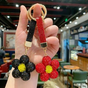キラキラクリスタルラインストーンデイジーフラワーチャームキーホルダーペンダントキュートなひまわりサンフラワーストラップキーチェーンバッグチャームアクセサリー - Product Image 3