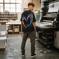 T-shirt en coton 100% tissé brodé vintage de luxe pour hommes et femmes, mode streetwear hip-hop