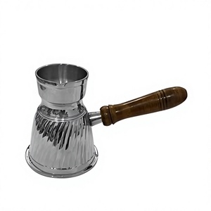 หม้อกาแฟตุรกีทองเหลืองสมัยใหม่ ด้ามไม้ ตัวหม้อโลหะ ลายสลักดอกไม้ งานฝีมือ ปรับแต่งความจุได้ ใช้สำหรับตั้งแคมป์ คุณภาพสูง - Product Image 4