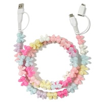 Nouveau design de chargeur Bow Charger, perles de haute qualité, 4 en 1, nœuds en perles roses, cordons de charge rapide pour téléphone