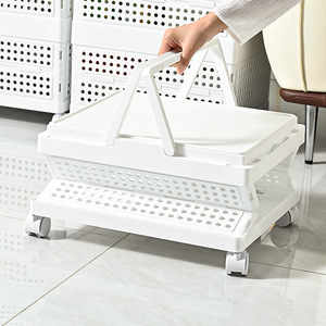 Multifunctional Storage <b>Basket</b> With Wheels <b>Large</b> Capacity Portable For Home Use Clothing Organizer - Product Image 2