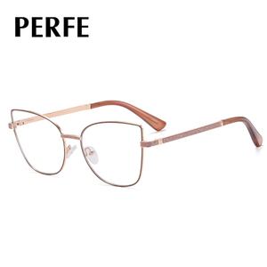 82152スタイリッシュなファインフラッシュ春ヒンジ女性用ブルーメタルメガネダイヤモンド大人用真新しい近視 - Product Image 4