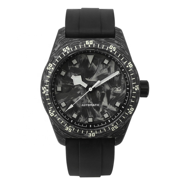 OEM Manufacturer Luxury Design Silicone Men Automatic Watch Custom Logo Mechanical Carbon Fiber Watches