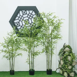 广州海虹酒店装修幸运仿竹植物室内外树叶人造树