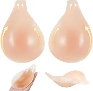Adhesive Strapless Bra 2 Pairs Invisible Push Up Sticky Bra Backless Silicone Bras Washable for Large Breast