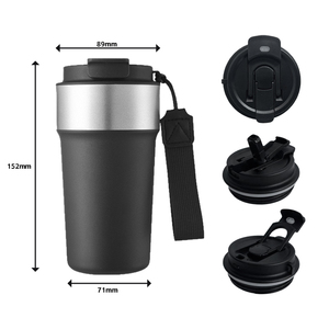 Mug de voyage isotherme en acier inoxydable 17oz à double paroi avec couvercle de bouteille d'eau et paille, anti-fuite, pour café - Product Image 3