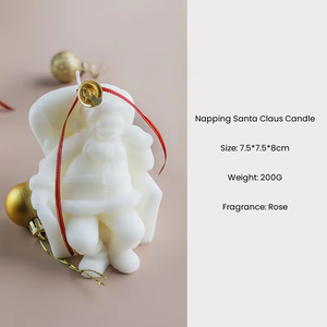 Cadeau de Noël chaud mignon canapé brun blanc sieste somnolent bougie d'aromathérapie en forme de père Noël - Product Image 6