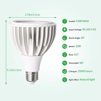 Lampu Tanam LED COB PAR30 Bodi Aluminium 24W CRI Tinggi 95 IP44 Terperingkat 250-350 Mol/ms 50.000 Jam