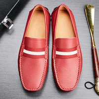 Chaussures en cuir respirantes à enfiler pour hommes, style britannique, mocassins décontractés à semelle souple, modèle VOGU F9977 rouge, pour l'année du Zodiaque