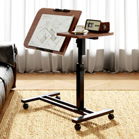 Bureau portable pliable simple sur pieds, réglable en hauteur, pour lit ou sol, avec roulettes
