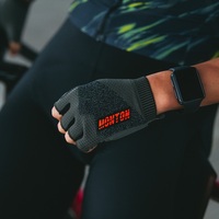 Gants de cyclisme Monton demi-doigts gris, vente en gros, personnalisés, pour hommes, pour vélo de route, sans doigts, rembourrés, tricotés