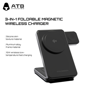 ATB <span class=keywords><strong>mini</strong></span> prodotti smart caricabatterie wireless pieghevole come portafoglio 3 in 1 caricatore senza fili per iPhone 16 per Apple Watch per <span class=keywords><strong>AirPods</strong></span> - Product Image 3
