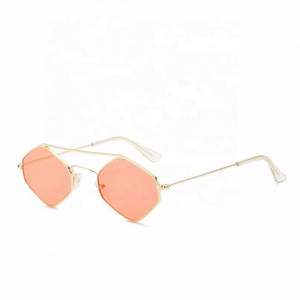 Lunettes de soleil polygonales à double pont, monture métallique, protection UV400, avec logo personnalisé, nouvelle collection 2021, pour femme - Product Image 3