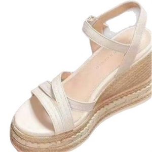 Sandalias de cuña con correa de tobillo y punta abierta de tejido de cuerda, novedad 2026, para mujer, para vacaciones de verano en la playa - Product Image 5