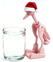 Nouveau modèle – Jouet oiseau buveur fait main avec casquette de Père Noël
