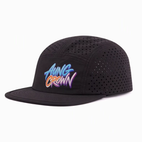 Casquette de camping non structurée à 5 panneaux entièrement perforée au laser, séchage rapide, légère, respirante, imperméable, pour la course à pied