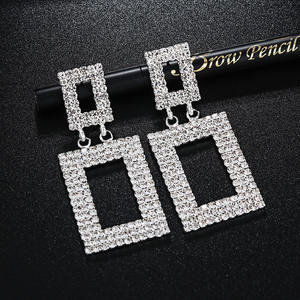 Pendientes de Moda Europeos y Americanos con Pedrería, Diseño Cuadrado Hueco, Geométricos y Refinados, Modelo <span class=keywords><strong>E608</strong></span> - Product Image 6