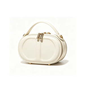 Elegant Women's Genuine Leather Oval <b>Mini</b> Bag With Round Handle Zip Closure Daily Use Handbag - Product Image 6