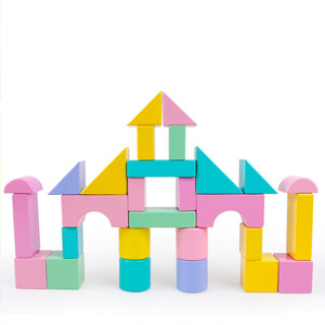 Classic Wood Large Particle Diy Building Blocks Stacking Sets Toy Macaron Montessori Educational Learning Toys Kids Boys Girls - Product Image 3