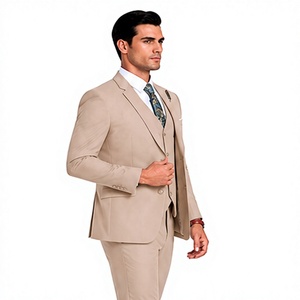 Costume formel 3 pièces beige de qualité supérieure pour homme, coupe ajustée, blazer, gilet, pantalon, pour mariage, marié, affaires, soirée, costume de gentleman - Product Image 2