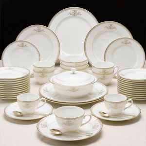 Services de table en céramique de luxe, originaux de l'usine du Shandong, <span class=keywords><strong>vaisselle</strong></span> <span class=keywords><strong>blanche</strong></span> et dorée, ensemble mignon pour 24 personnes - Product Image 6