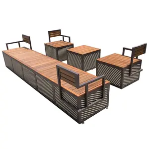 Ensemble de bancs d'extérieur en acier inoxydable banc et table à ossature métallique pour parc