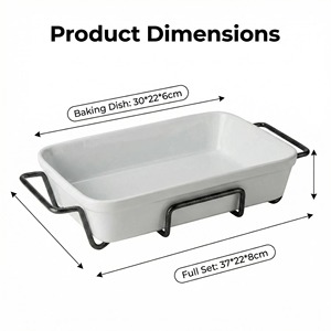 Bandeja Rectangular <span class=keywords><strong>para</strong></span> <span class=keywords><strong>Hornear</strong></span> de Porcelana Blanca de 12 Pulgadas con Rejilla Metálica Plateada y Negra, Estilo Vintage, Juego de Bandejas <span class=keywords><strong>para</strong></span> Asar de Cerámica - Product Image 4