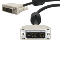 Câble DVI vers DVI 1,5 m 1080P avec conducteur plaqué or, blindage en feuille, PVC noir, tête blanche pour moniteur