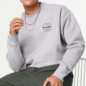 Wholesale Cropped Streetwear O-Neck Raglan Men's Winter Sweatshirt-Solid Color 100% Polyester Lightweight - Product Image 5