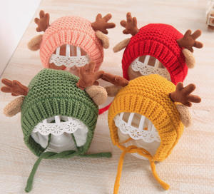 Automne et hiver Super mignon bébé chapeaux acrylique tricoté en gros pour nourrissons garçons dessin animé à motifs épaissi chapeaux pour enfants - Product Image 5