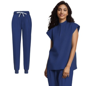 Women <b>Scrub</b> Set Polyester Cotton Knitted Moisture Wicking Hospital Uniforms S XXL - Product Image 2