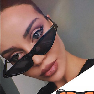 Ojo de Gato remache Gafas de sol para mujer Retro Triangular Gafas de marca clásica de los 90 pequeño tonos flacos Gafas - Product Image 6