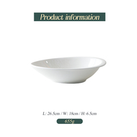 Nouvelle conception, vente en gros, assiette en porcelaine fine blanche pour restaurant, plats à dessert profonds en porcelaine blanche pour hôtel