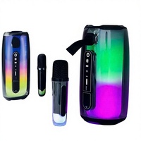 Mini haut-parleur portable 2026 pour machine de karaoké sans fil avec microphones sans fil, éclairage LED RGB et communication AUX & USB