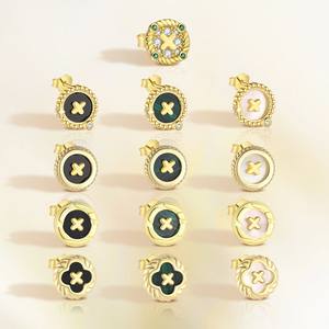 تصميم الأصلي S925 الفضة الإسترلينية جولة خمر زر ضوء الفاخرة الراقية قذيفة بيضاء أقراط واحدة عشيق - Product Image 1