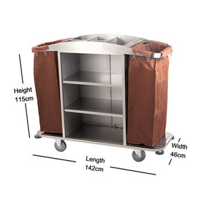 Carrito <span class=keywords><strong>de</strong></span> <span class=keywords><strong>limpieza</strong></span> móvil para hotel, carrito <span class=keywords><strong>de</strong></span> <span class=keywords><strong>limpieza</strong></span> <span class=keywords><strong>de</strong></span> acero inoxidable para hoteles con bolsas <span class=keywords><strong>de</strong></span> lino con múltiples bolsillos - Product Image 4